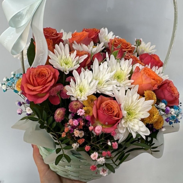 Композиция в корзине «Оранжевое настроение»  в Саках