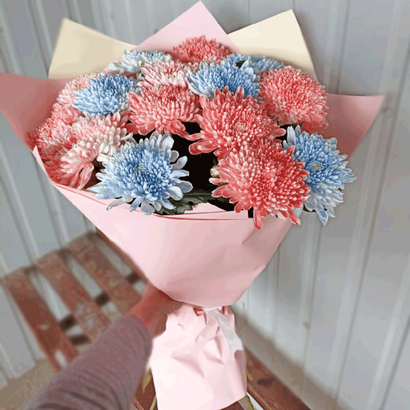 15 одноголовых хризантем микс в Саках